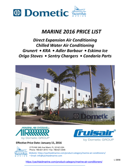 2016 Dometic Price List Marine Air Conditioner