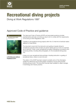 Recreational Diving Projects Diving at Work Regulations 1997