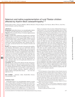 Selenium and Iodine Supplementation of Rural Tibetan Children Affected by Kashin-Beck Osteoarthropathy1–3