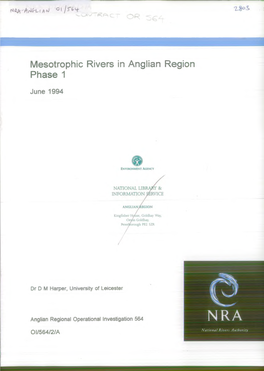Mesotrophic Rivers in Anglian Region Phase 1 June 1994