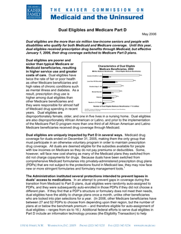 Dual Eligibles and Medicare Part D May 2006