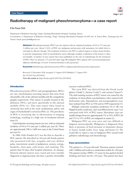 Radiotherapy of Malignant Pheochromocytoma—A Case Report