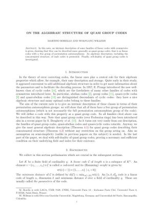 On the Algebraic Structure of Quasi Group Codes 1
