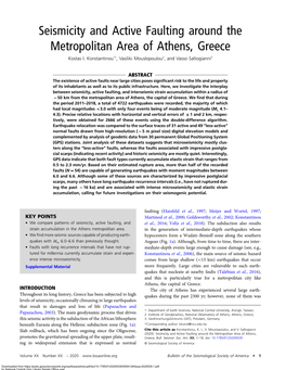 Seismicity and Active Faulting Around the Metropolitan Area of Athens, Greece Kostas I