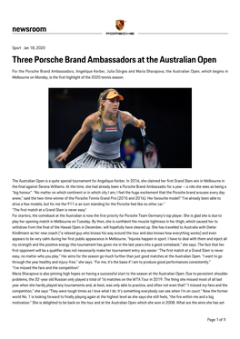 Three Porsche Brand Ambassadors at the Australian Open