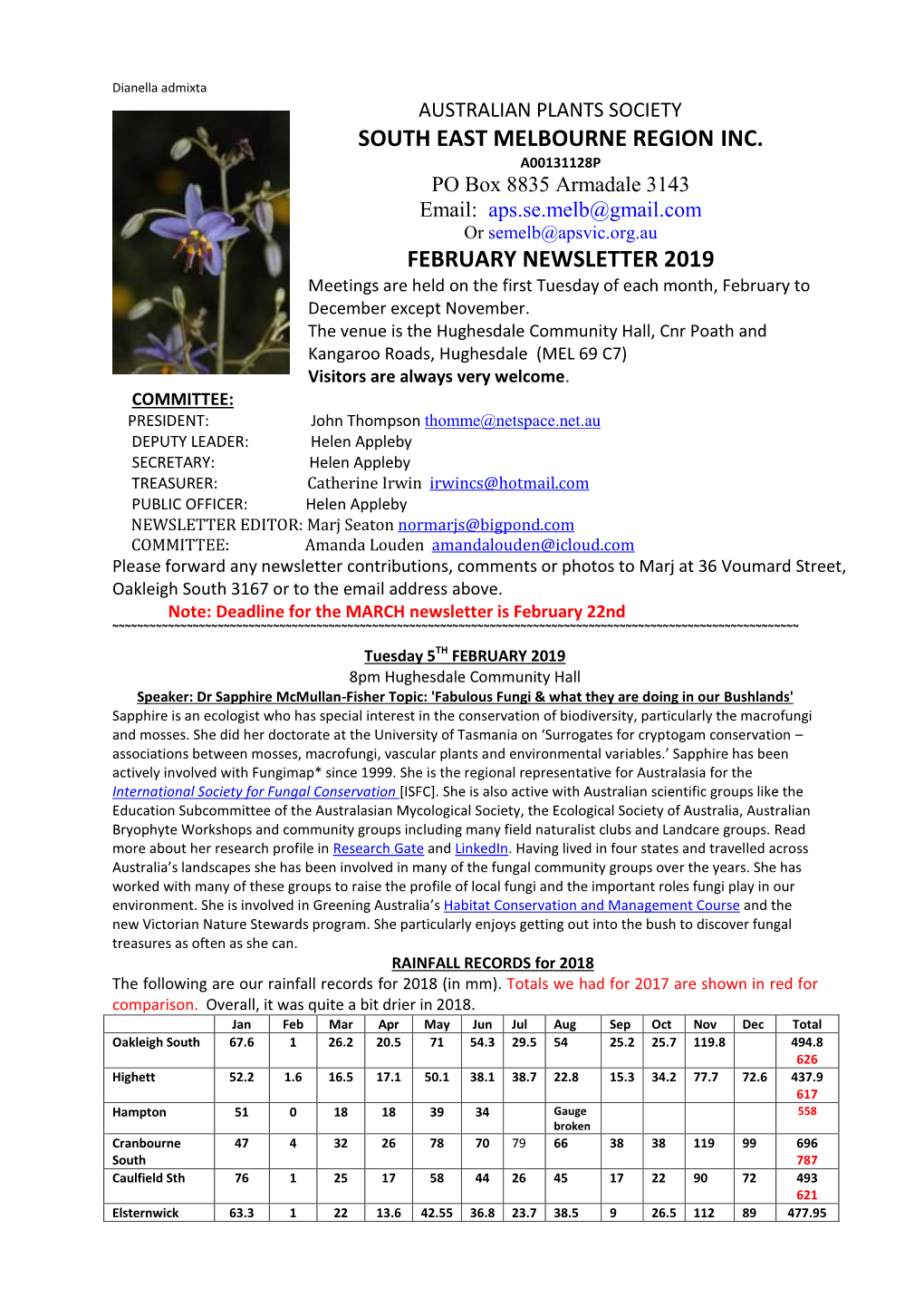 South East Melbourne Region Inc. February Newsletter