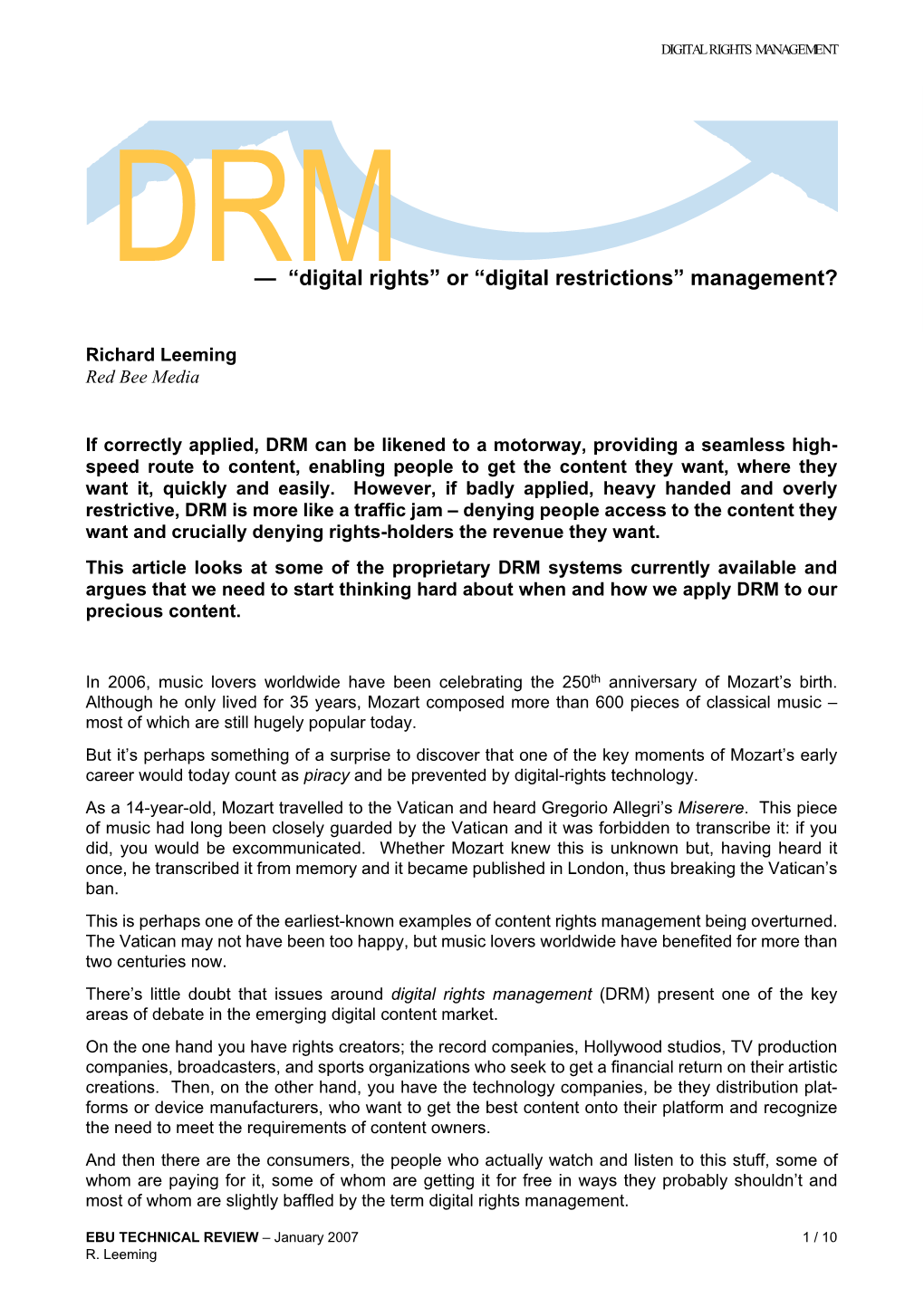 DRM — “Digital Rights” Or “Digital Restrictions” Management?