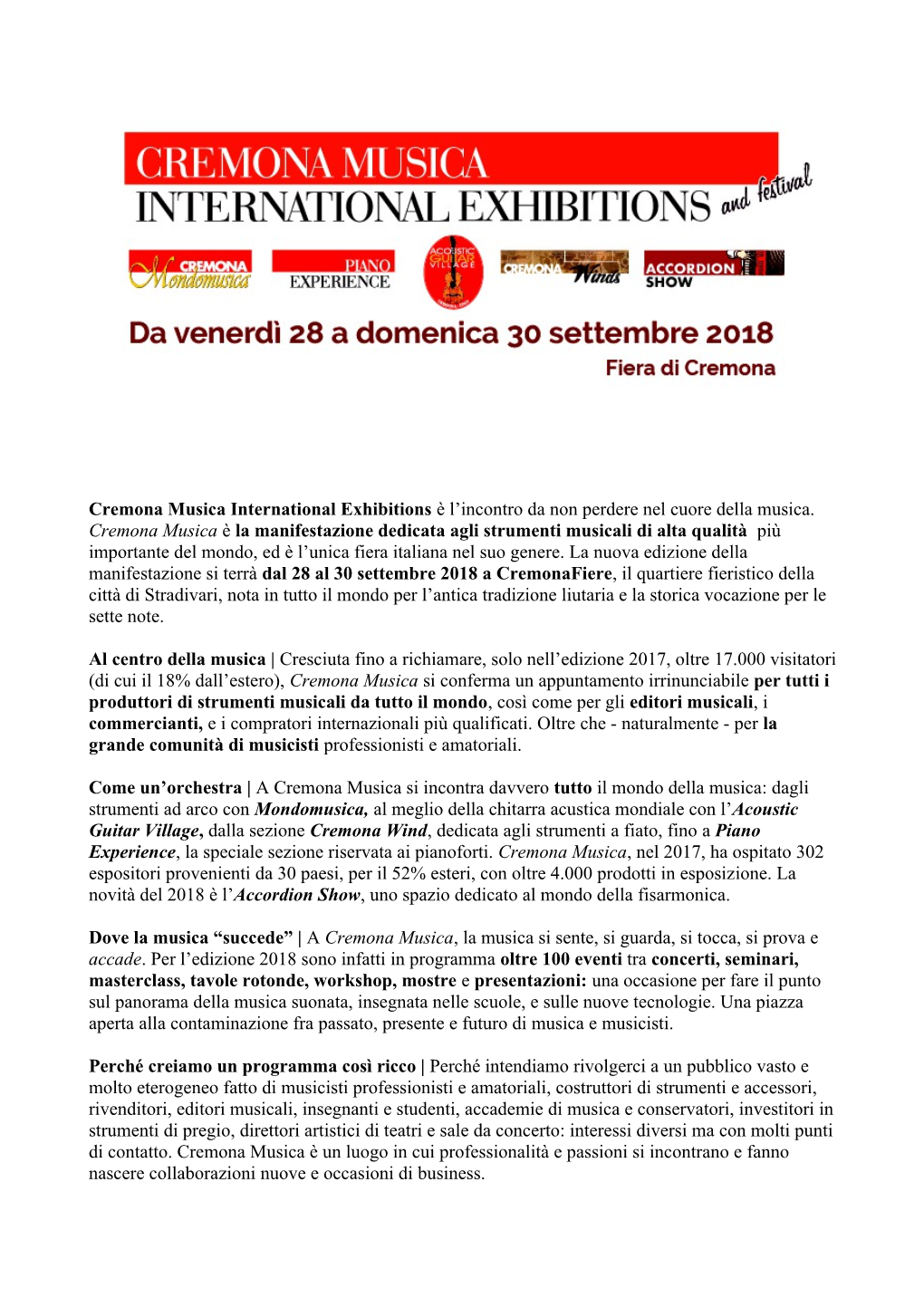 Cremona Musica International Exhibitions È L'incontro Da Non