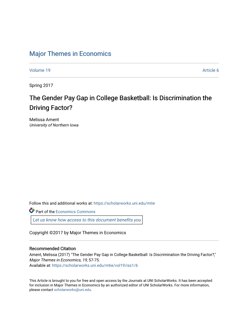 The Gender Pay Gap in College Basketball: Is Discrimination the Driving Factor?