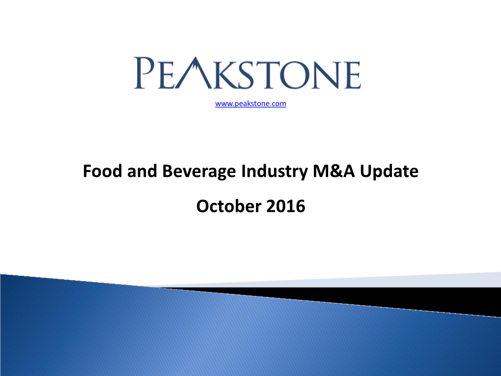 Peakstone Food and Beverage Index - Trading Statistics