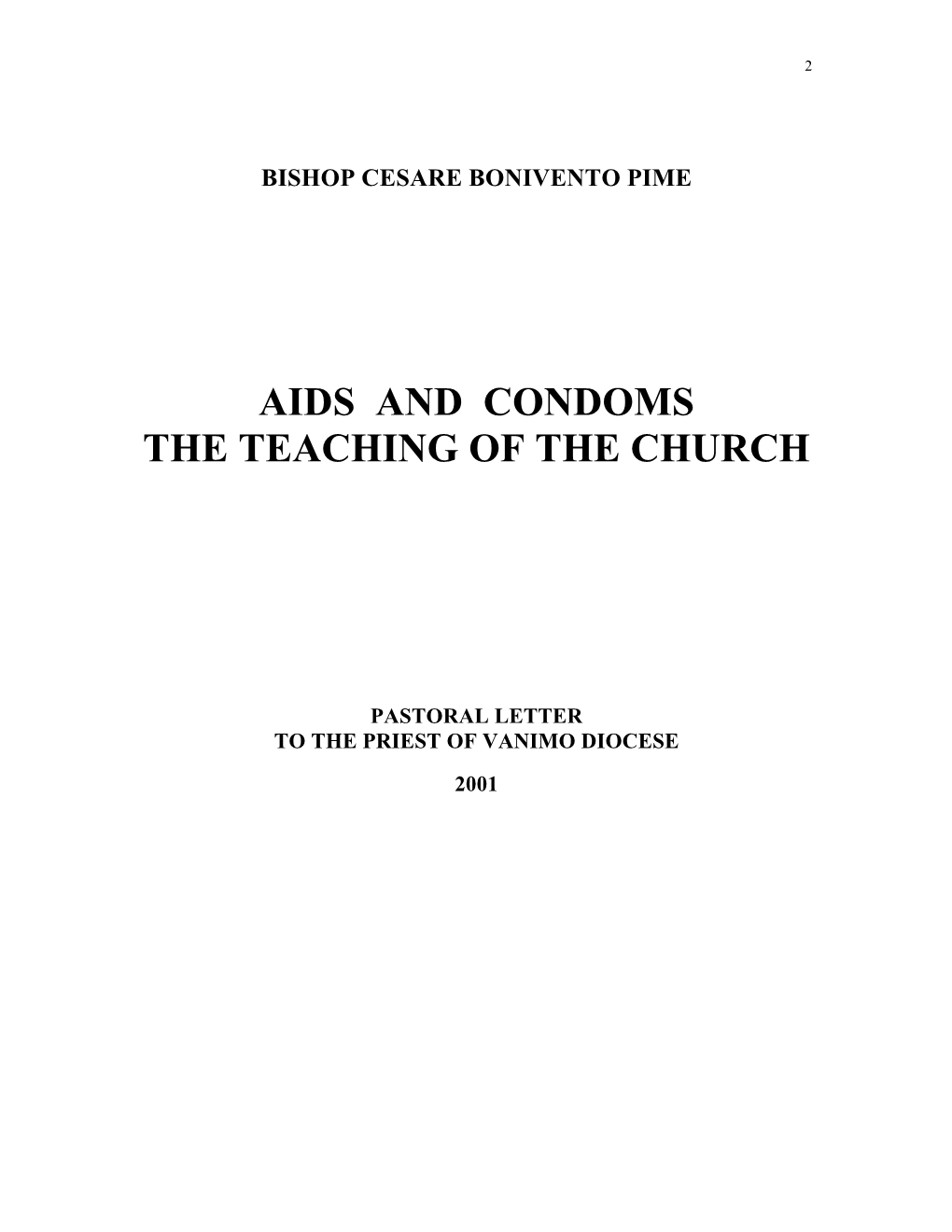 Aids and Condoms the Teaching of the Church