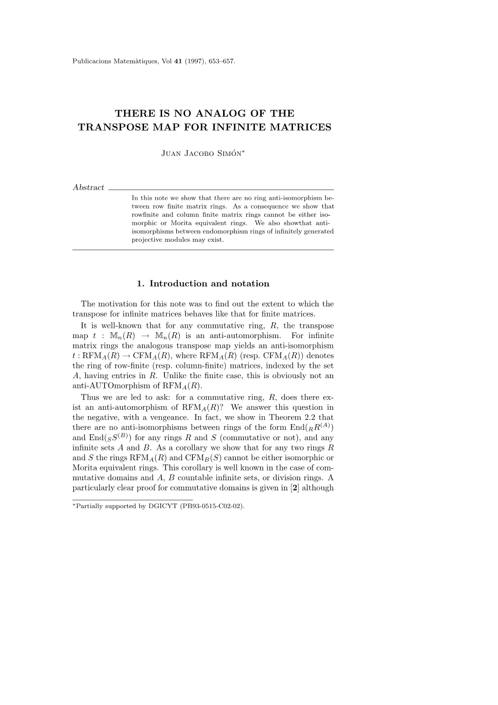 There Is No Analog of the Transpose Map for Infinite Matrices