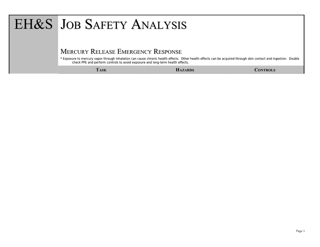 Mercury Release Emergency Response
