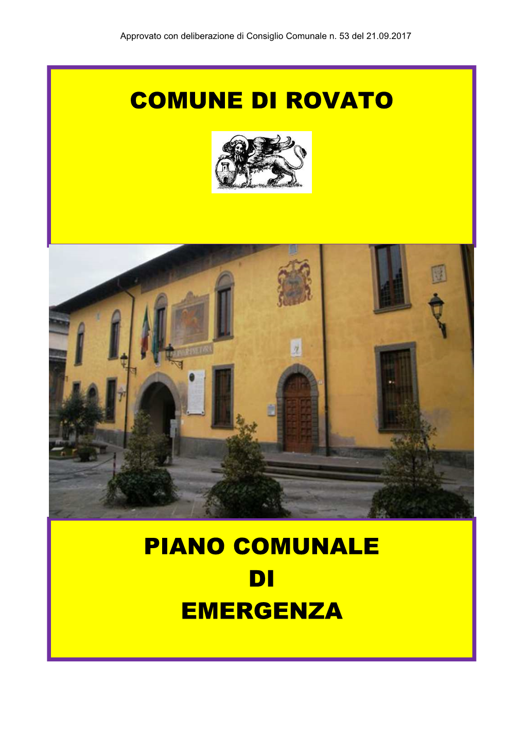 Comune Di Rovato Piano Comunale Di Emergenza