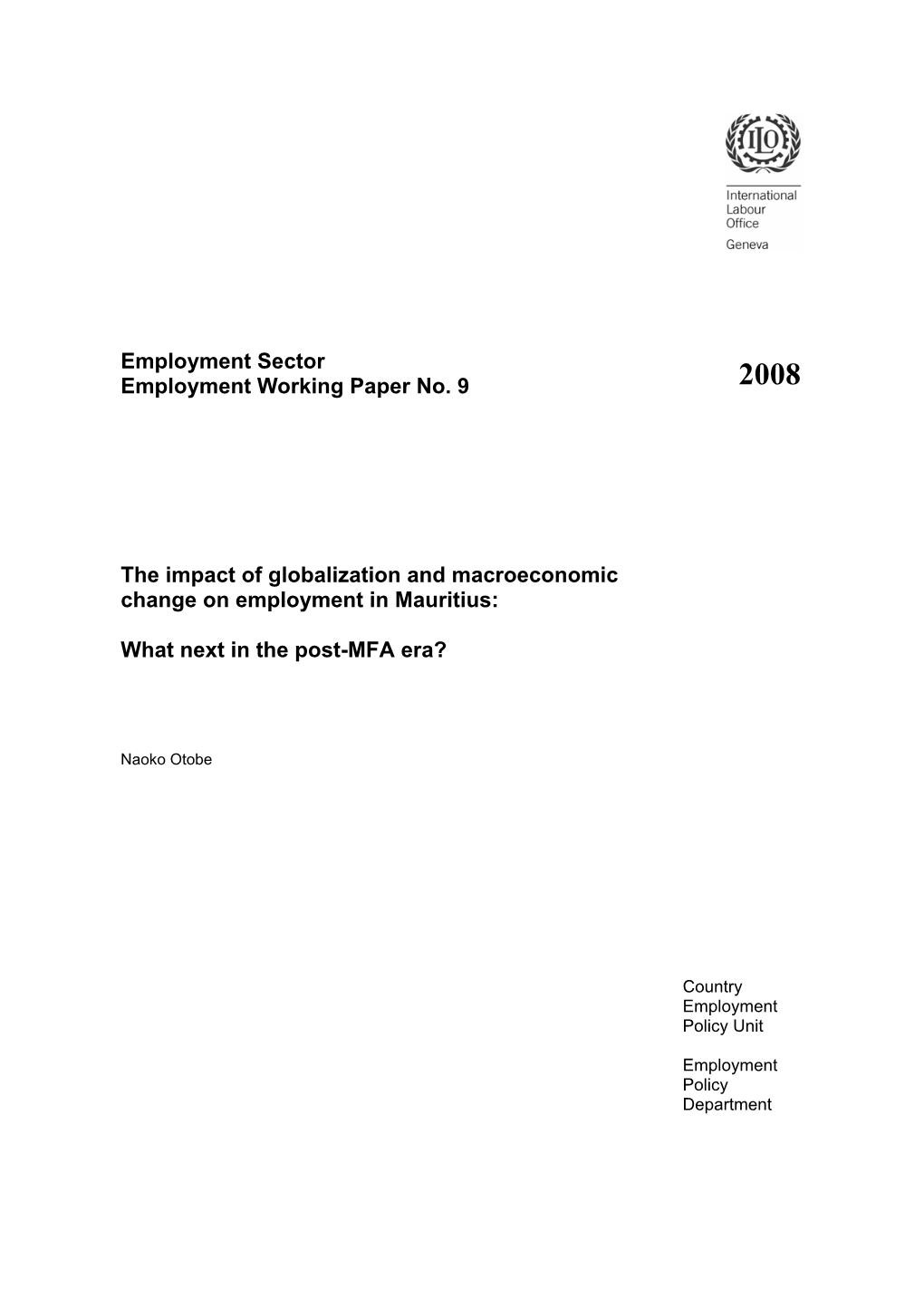 Employment Policy Papers