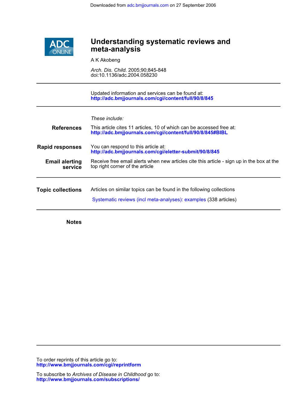 Meta-Analysis Understanding Systematic Reviews