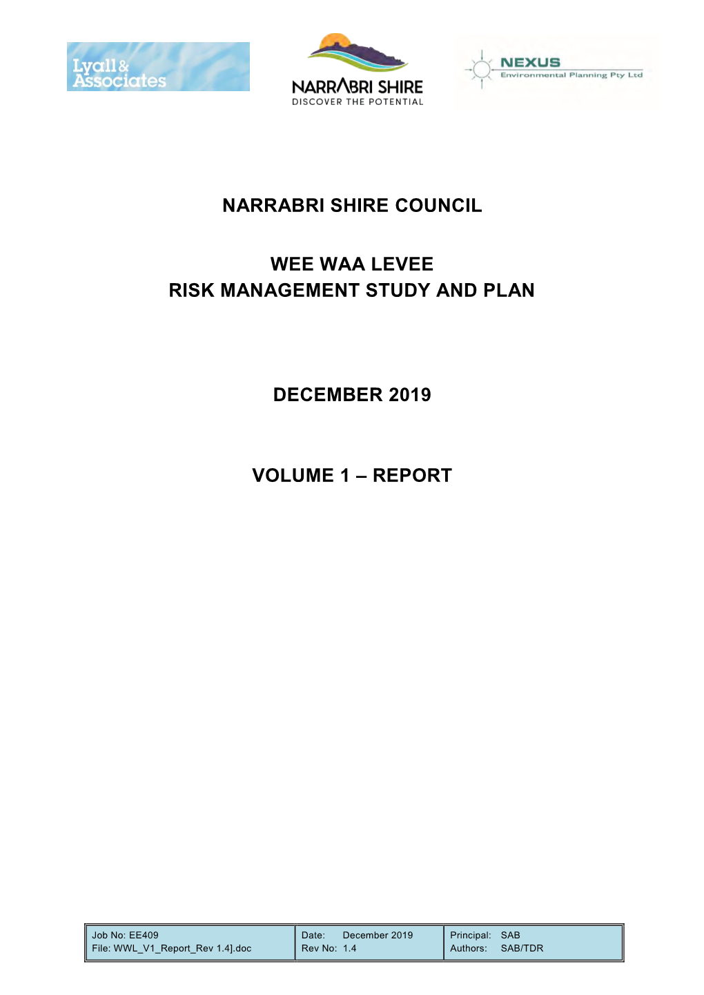 Wee Waa Levee Risk Management Plan And