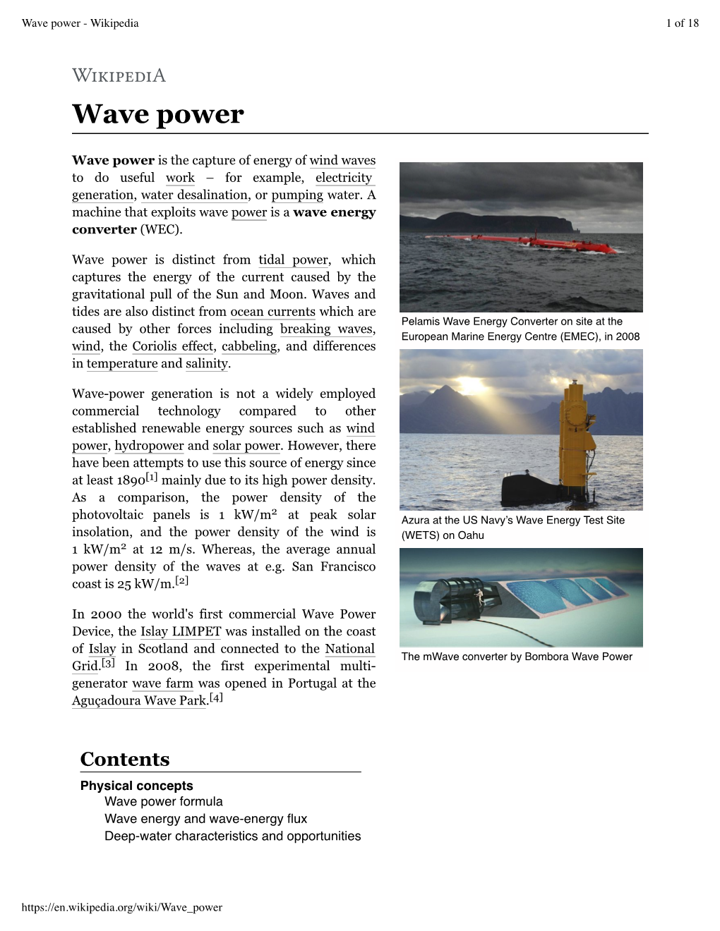 Wave Power - Wikipedia 1 of 18
