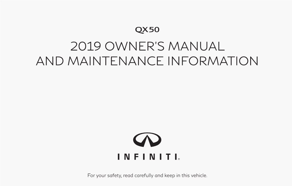 2019 Infiniti QX50 | Owner's Manual