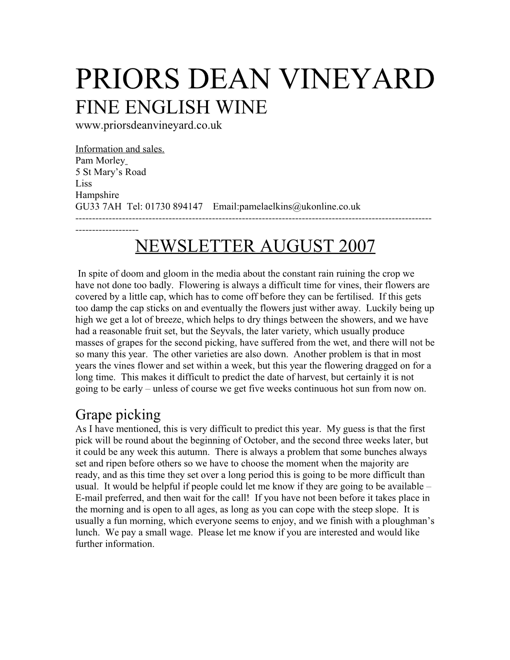 Priors Dean Vineyard