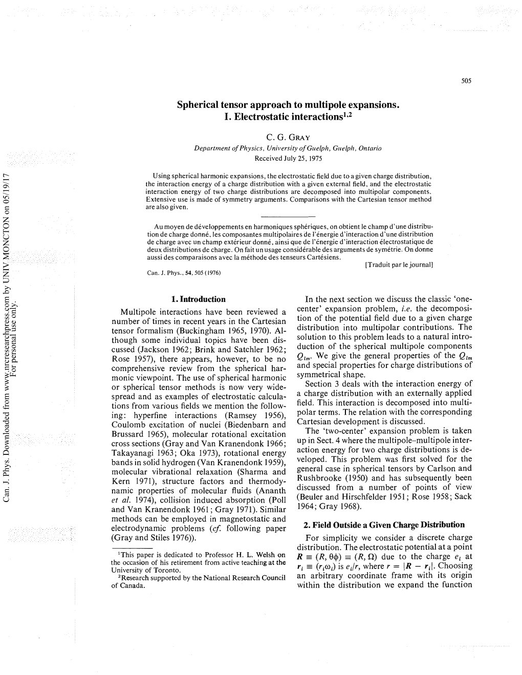 Spherical Tensor Approach to Multipole Expansions. I