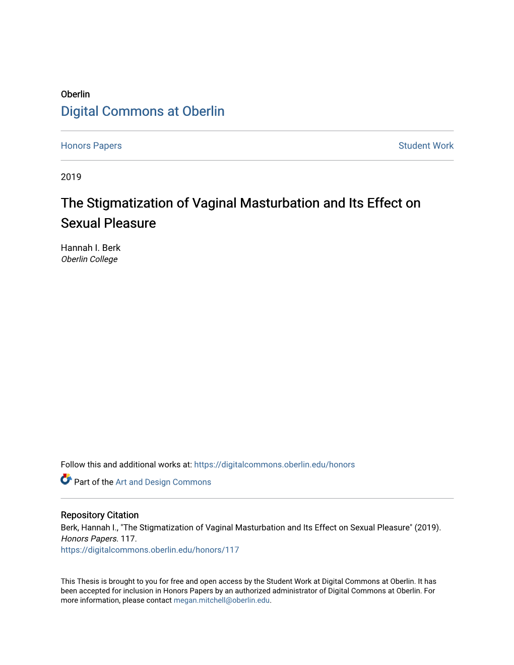 The Stigmatization of Vaginal Masturbation and Its Effect on Sexual Pleasure