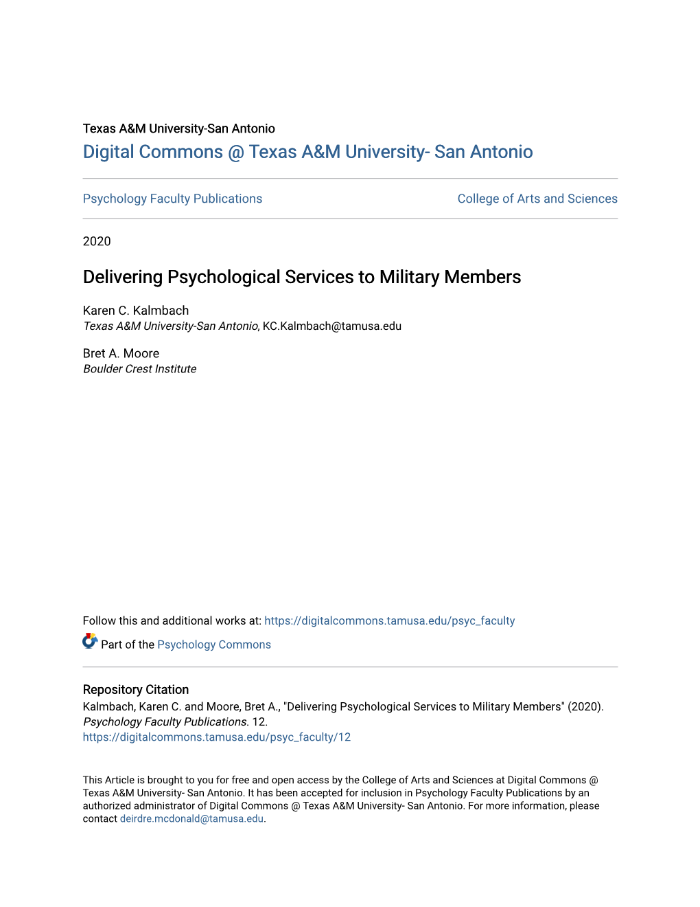 Delivering Psychological Services to Military Members