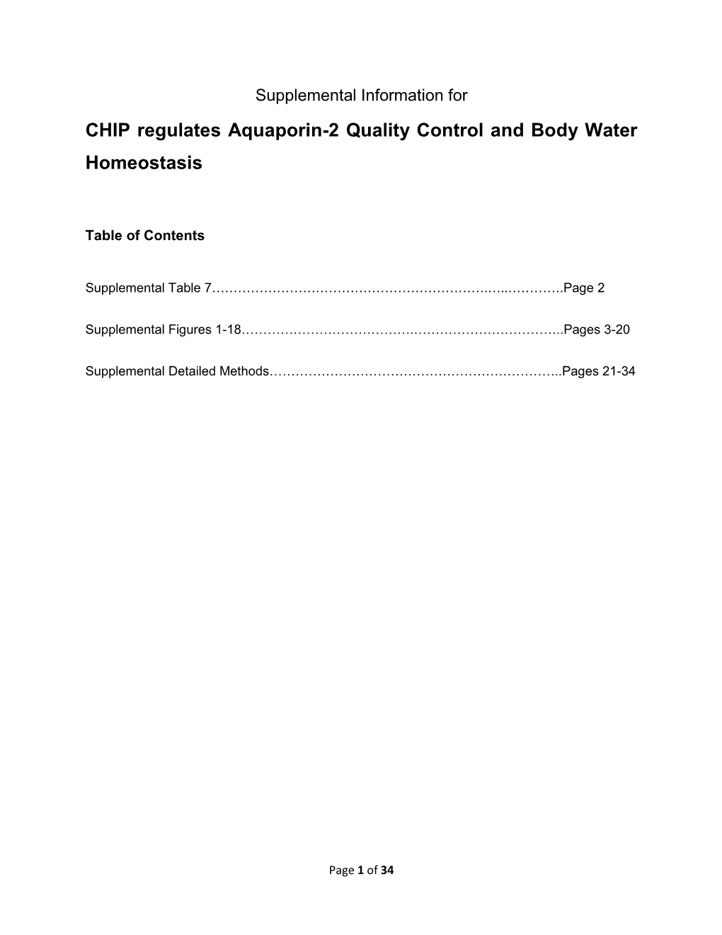 CHIP Regulates Aquaporin-2 Quality Control and Body Water Homeostasis