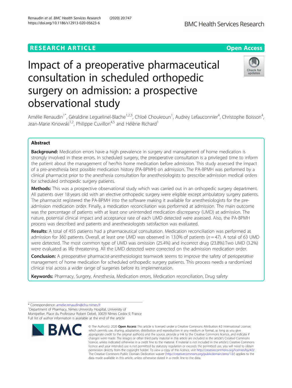 Impact of a Preoperative Pharmaceutical Consultation in Scheduled Orthopedic Surgery on Admission