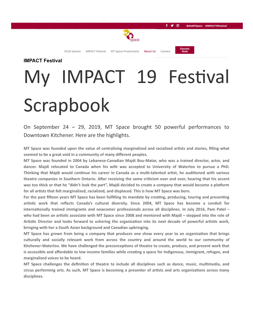 My IMPACT 19 Festival Scrapbook