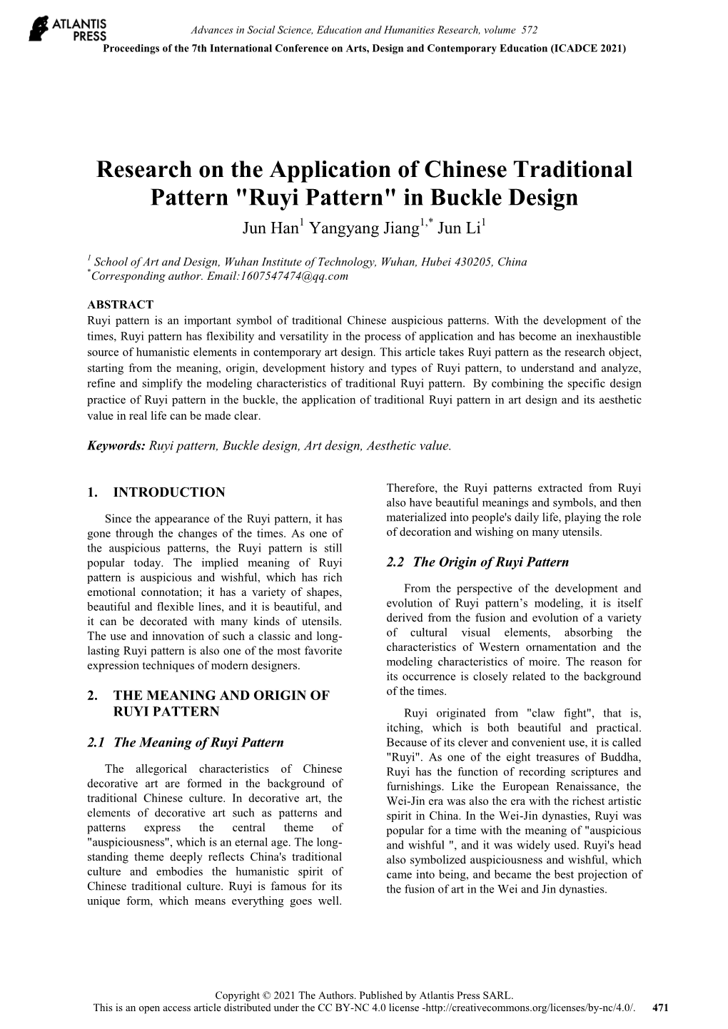 Research on the Application of Chinese Traditional Pattern 