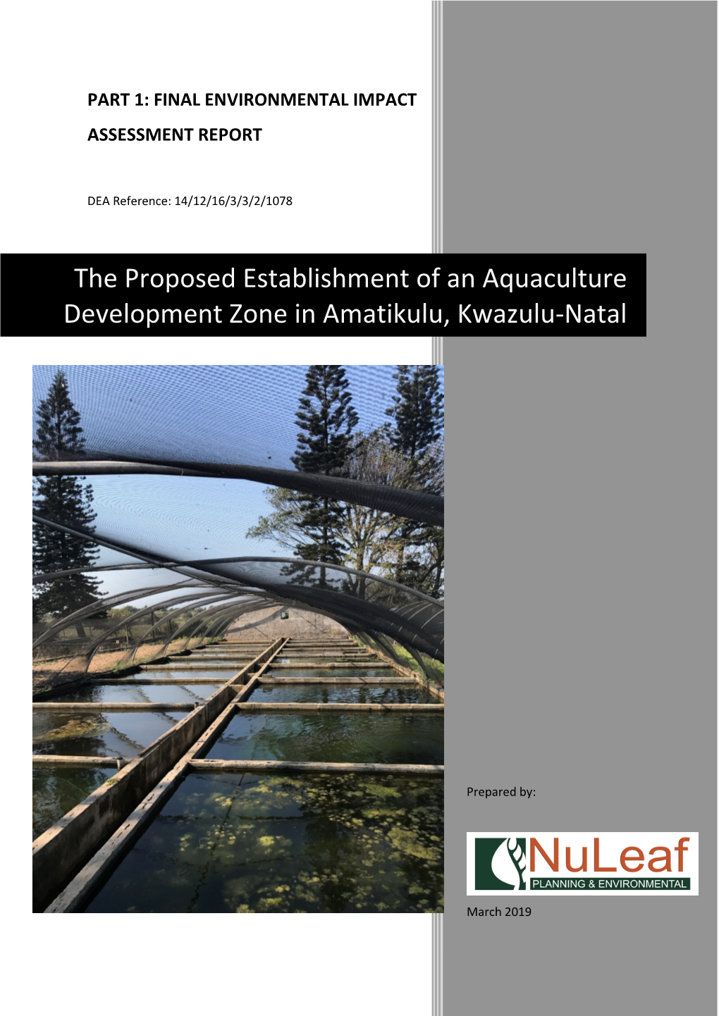 The Proposed Establishment of an Aquaculture Development Zone in Amatikulu, Kwazulu-Natal
