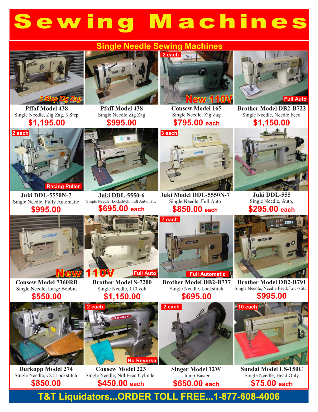 Chain Stitch Sewing Machines 3 Each 4 Each