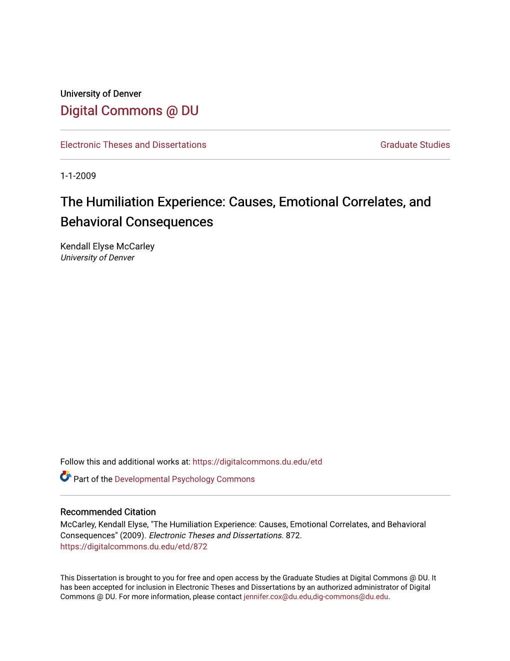 The Humiliation Experience: Causes, Emotional Correlates, and Behavioral Consequences