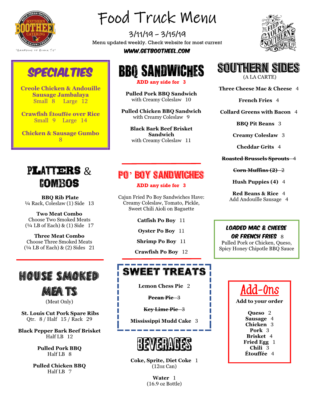 Food Truck Menu