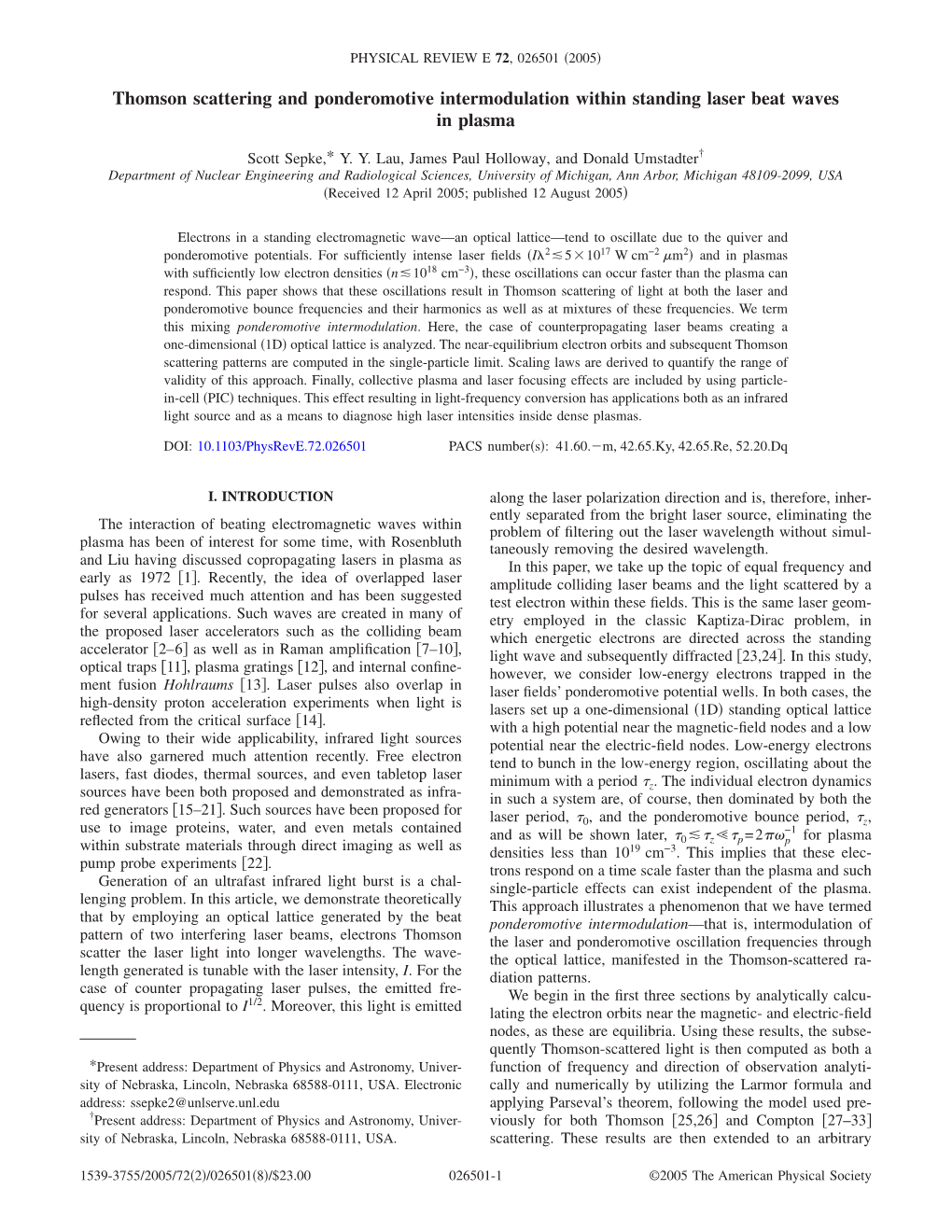 Thomson Scattering and Ponderomotive Intermodulation Within Standing Laser Beat Waves in Plasma