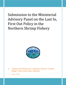 Submission to the Ministerial Advisory Panel on the Last In, First out Policy in the Northern Shrimp Fishery