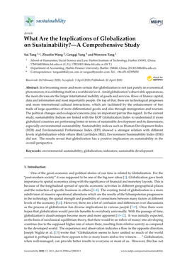 What Are the Implications of Globalization on Sustainability?—A Comprehensive Study