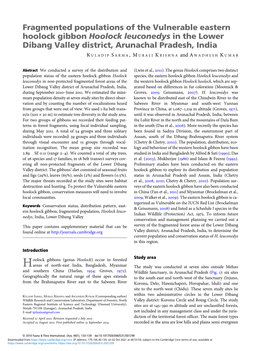 Fragmented Populations of the Vulnerable Eastern Hoolock Gibbon Hoolock Leuconedys in the Lower Dibang Valley District, Arunachal Pradesh, India