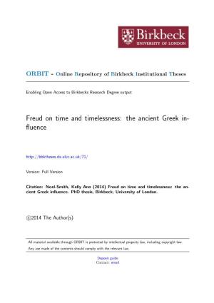 Freud on Time and Timelessness: the Ancient Greek In- ﬂuence