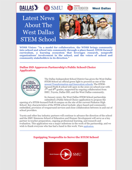West Dallas STEM School Newsletter