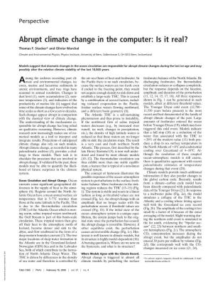 Abrupt Climate Change in the Computer: Is It Real?