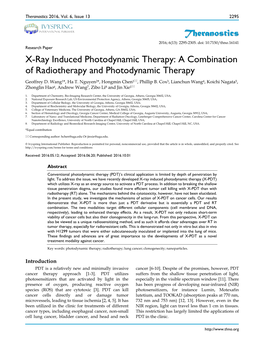 A Combination of Radiotherapy and Photodynamic Therapy Geoffrey D