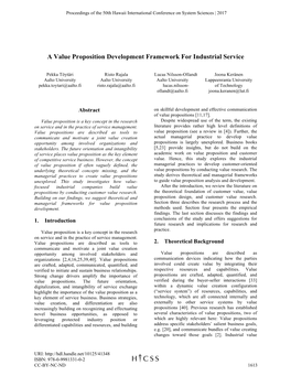 A Value Proposition Development Framework for Industrial Service