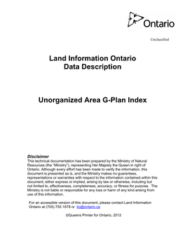 Land Information Ontario Data Description Unorganized Area G