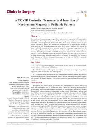 A COVID Curiosity: Transurethral Insertion of Neodymium Magnets in Pediatric Patients
