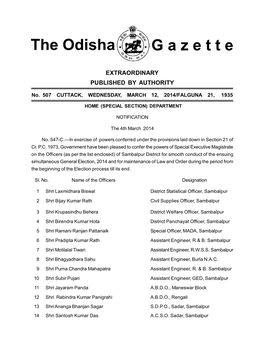 The Odisha G a Z E T T E