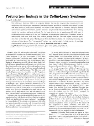 Postmortem Findings in the Coffin-Lowry Syndrome Grange S