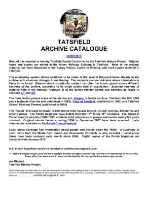 Tatsfield Archive Catalogue