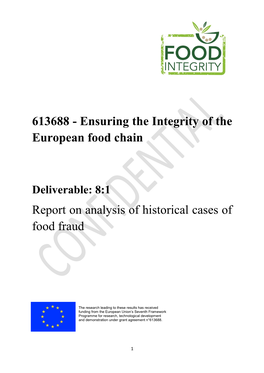8:1 Report on Analysis of Historical Cases of Food Fraud